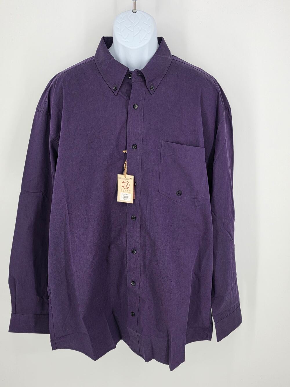 Roper Shirt Extra Large XL Purple Long Sleeve Button Down NWT Western Cowboy